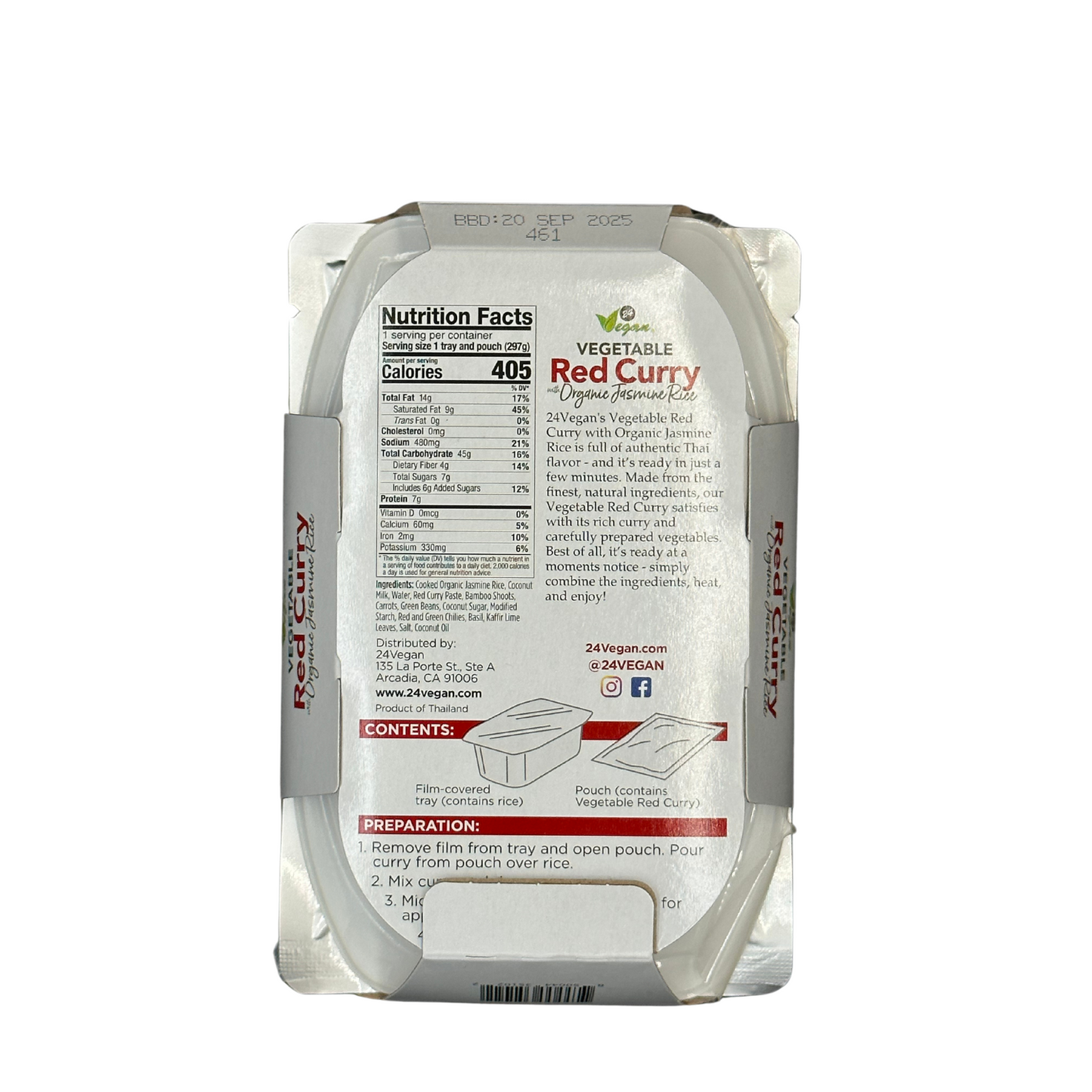 24Vegan Instant Meal Vegetable Red Curry with Organic Rice