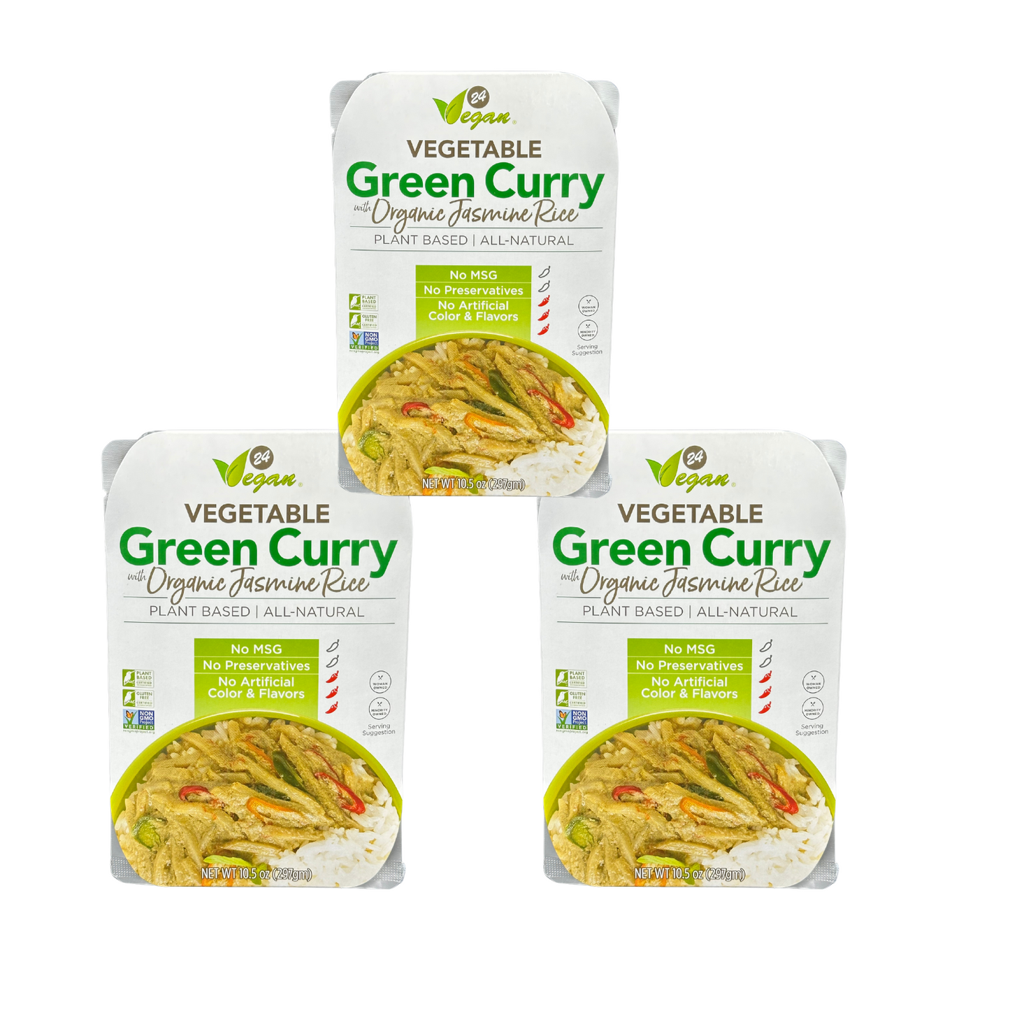 24Vegan Instant Meal Vegetable Green Curry with Organic Rice - 3 Pack