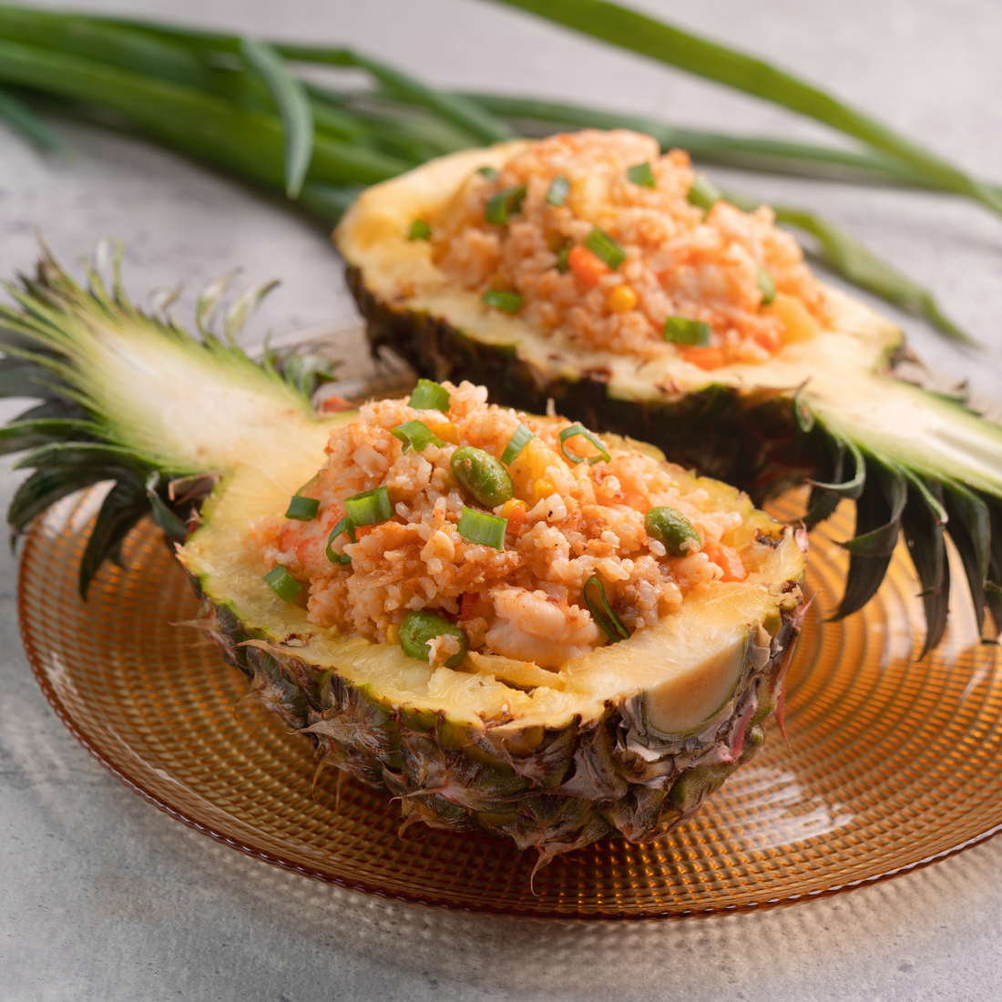 Imitation Crab Stuffed Pineapple (Thơm Nhồi Cua Chay)