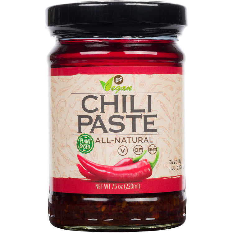 24Vegan Chili Paste - 7.5oz - All Natural - Vegan - MSG Free - NON GMO - 3 PACK