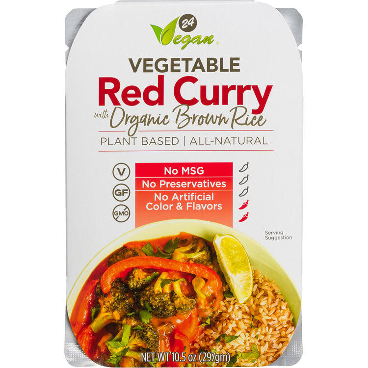 24Vegan Instant Meal Vegetable Red Curry with Organic Brown Rice - 3 PACK