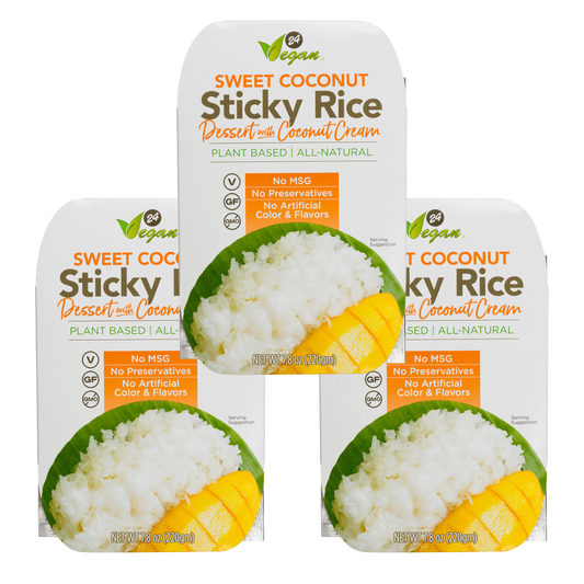 24Vegan Instant Meal Sweet Coconut Sticky Rice Dessert with Coconut Cream 3 PACK
